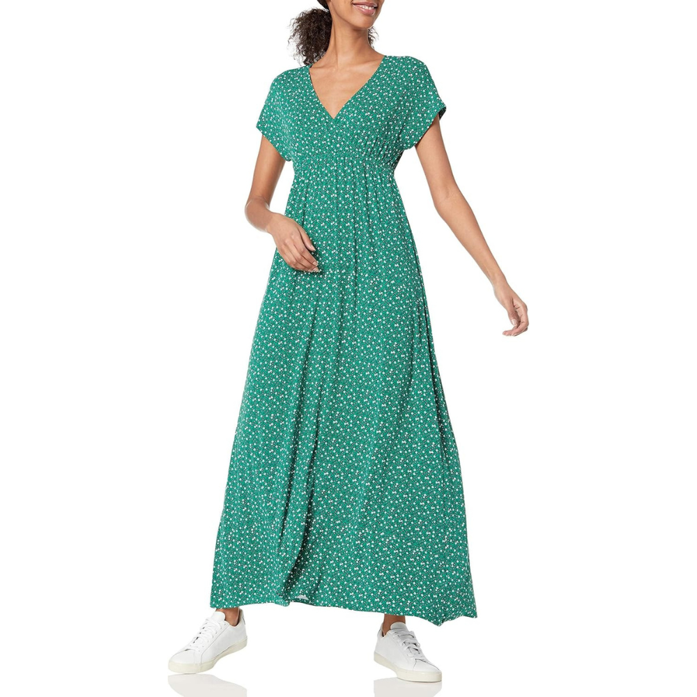 V Neck Short Sleeve Maxi Dress For Women