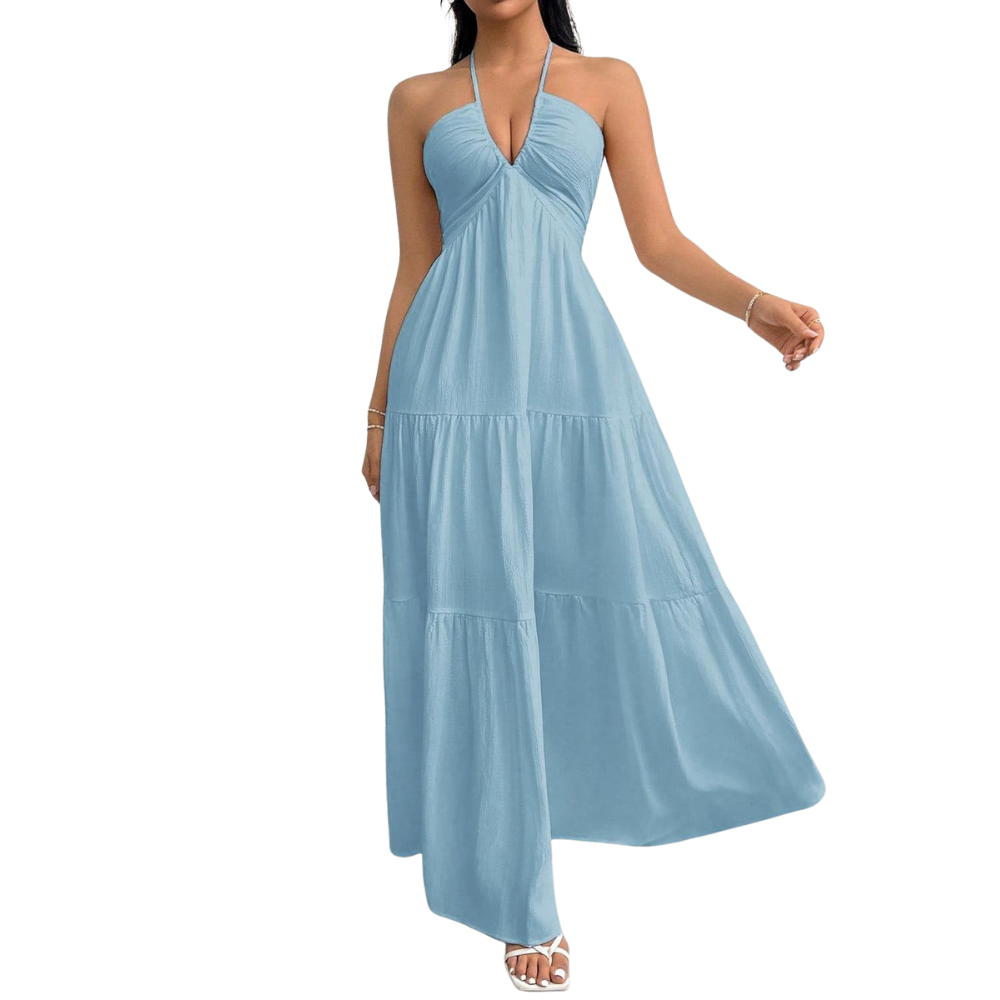 Summer And Beach Halter V Neck Casual Maxi For Women