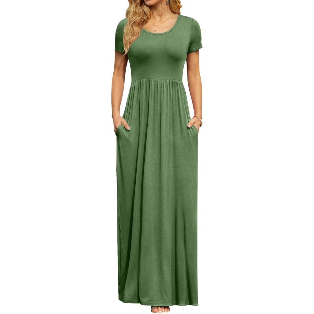 Casual Long Sleeve Maxi Pockets Dress For Women