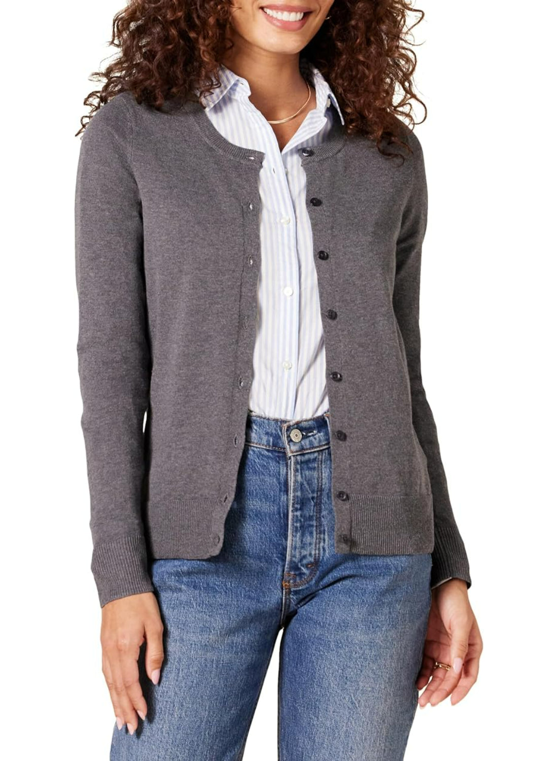 The Lightweight Cardigan with a Clean Buttoned Front