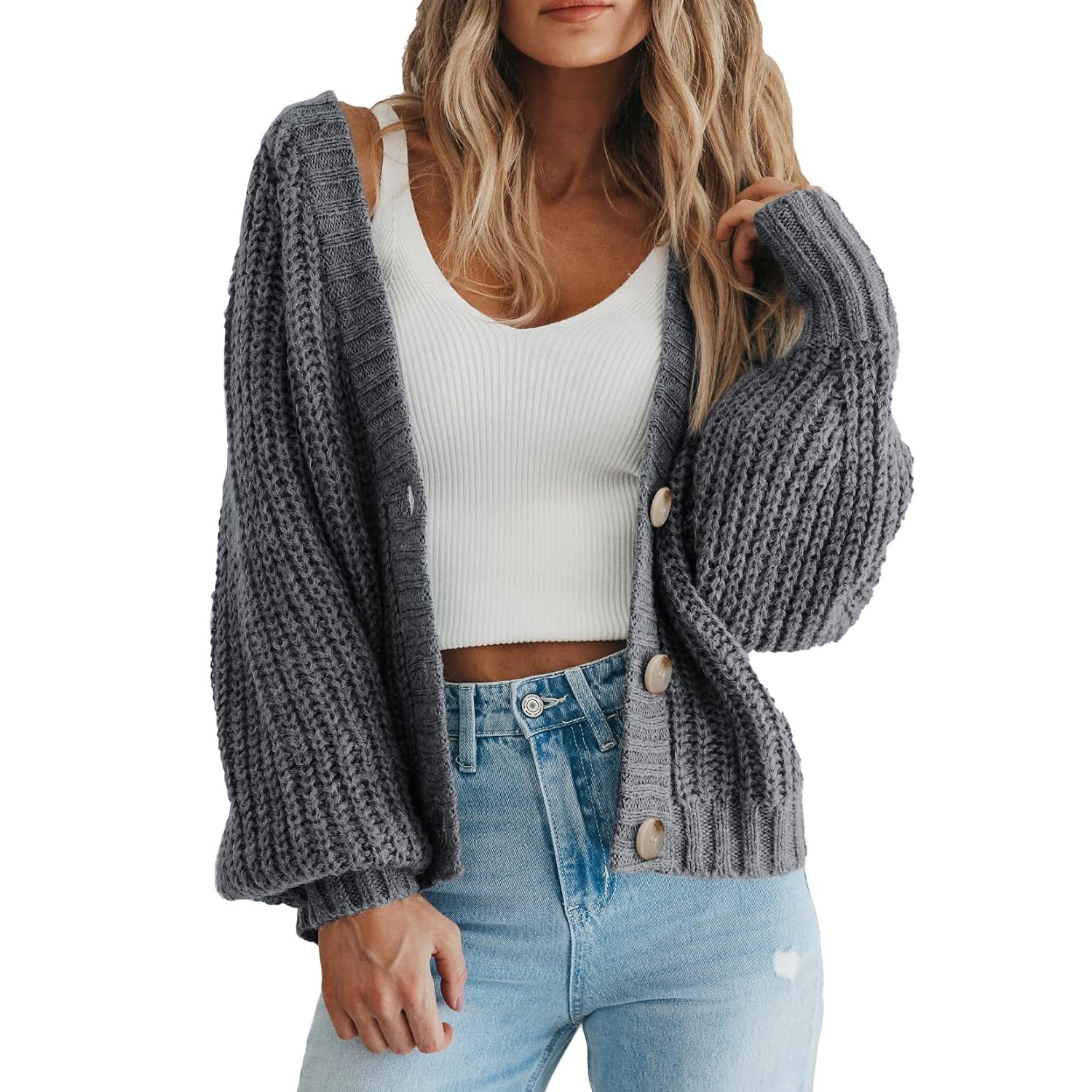 Casual Knit Open Front Cardigan Sweater For Women