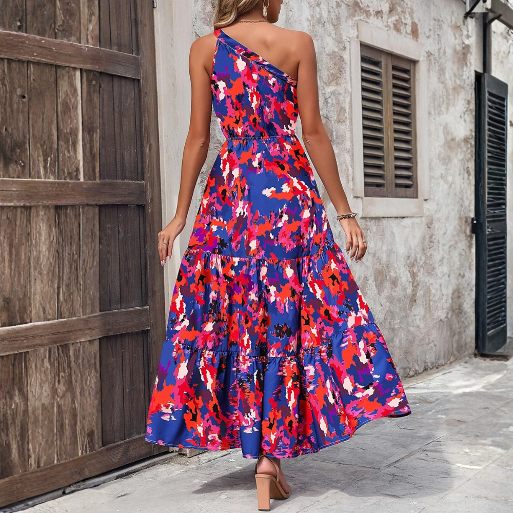Summer Floral Ruffled Sleeveless Bohemian Maxi Dress For Women