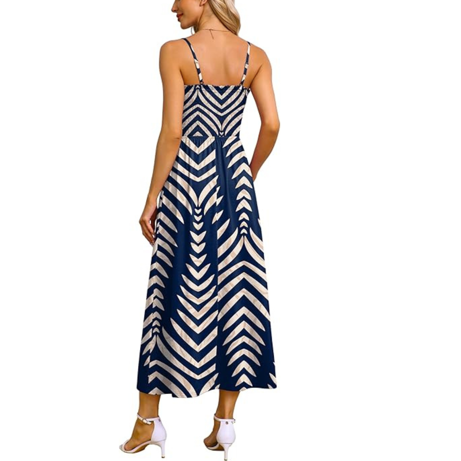 Summer Spring Casual Boho Beach Spaghetti Smocked Maxi For Women