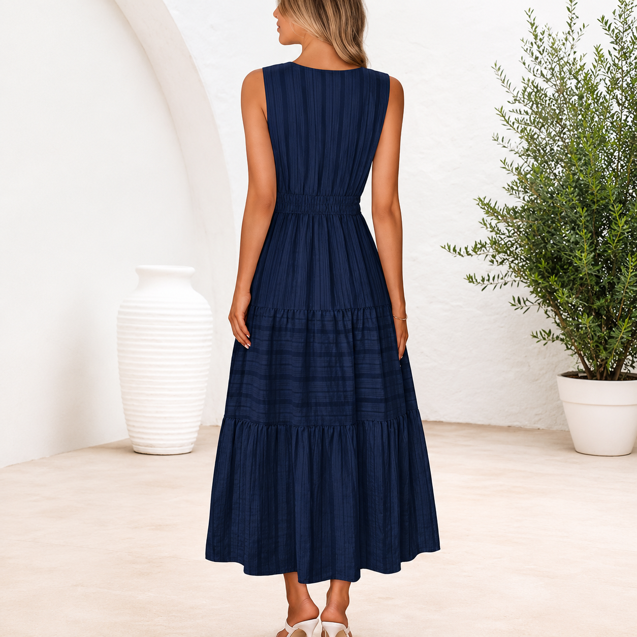 Summer Spring Casual Boho V Sleeveless Maxi Dress For Women