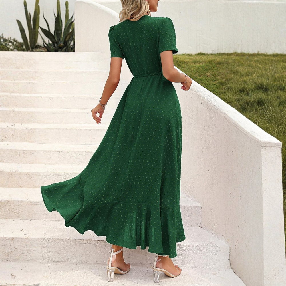 Boho Floral Wrap V Neck Maxi Dress for Women