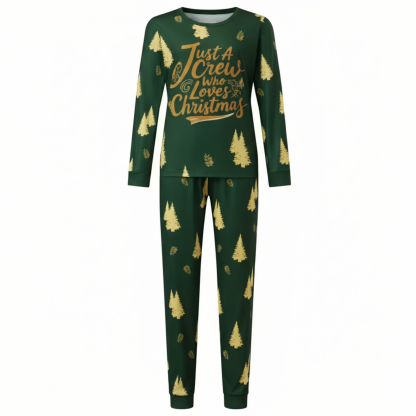 Green and Golden Tree Print Family Matching Pajama Sets