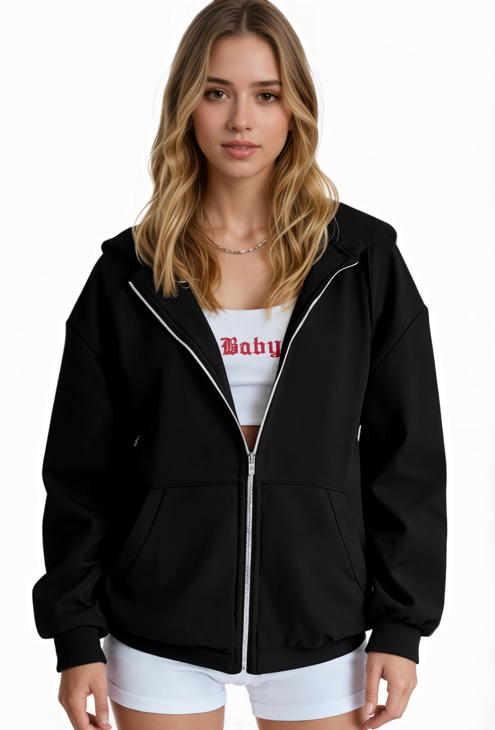 Zip Up Y2K Hoodie Casual Long Sleeve Sweatshirt Hoodie With Pockets