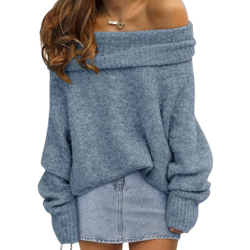Womens Off The Shoulder Sweater Oversized Batwing Sleeve Loose Pullover Sweaters Tops