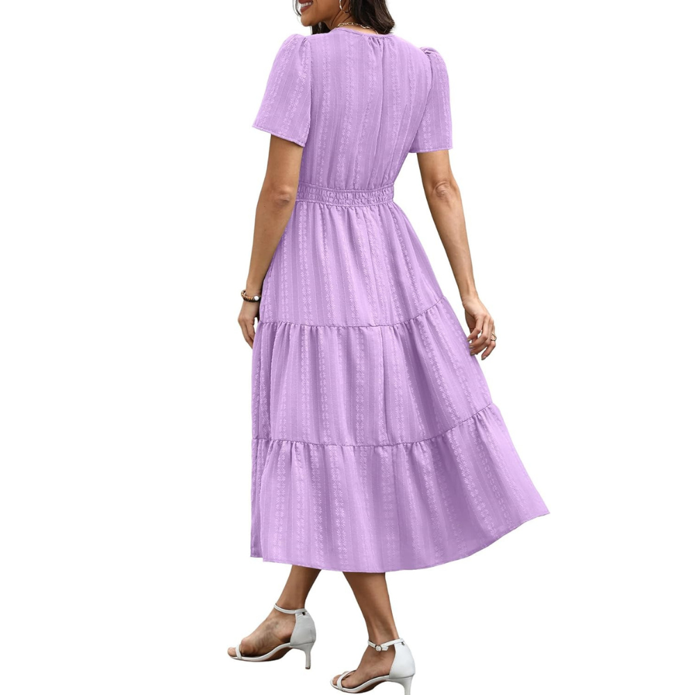 Casual And Short Sleeve V Neck Midi Maxi For Women