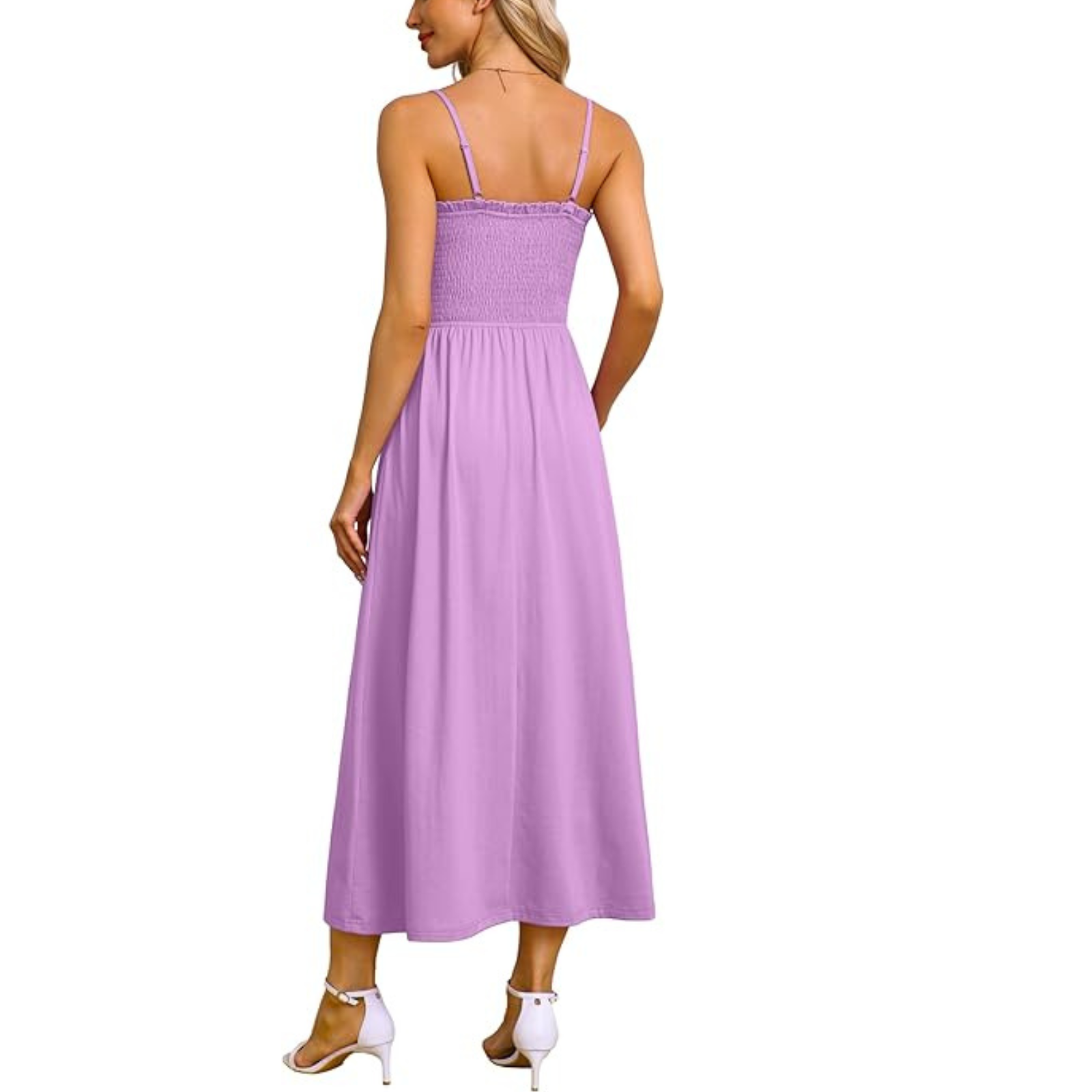 Summer Spring Casual Boho Beach Spaghetti Smocked Maxi For Women