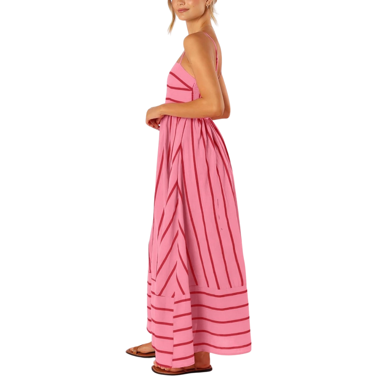 Striped Smocked Spaghetti Strap Maxi Dress For Women