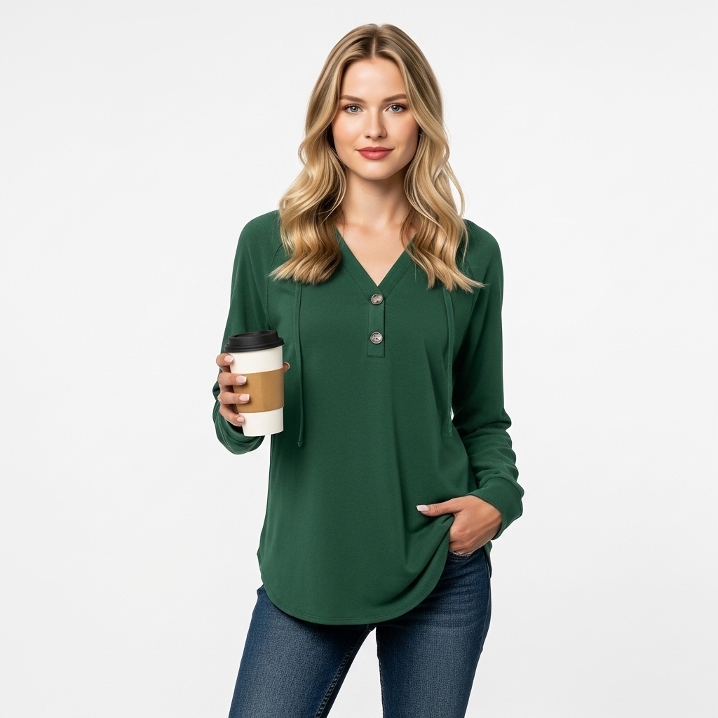 Plaid Tunic Hoodie Loose Fit Pullover