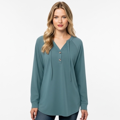 Plaid Tunic Hoodie Loose Fit Pullover