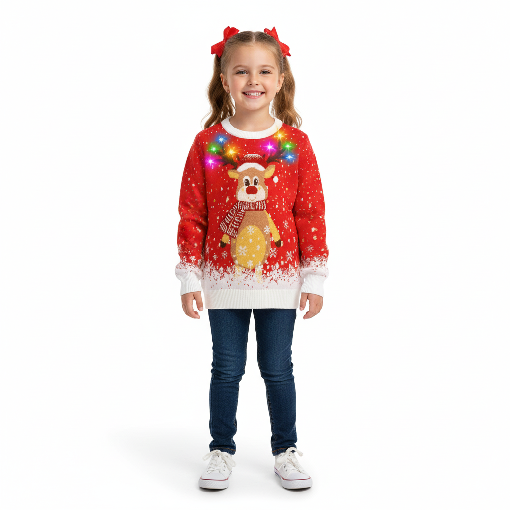Kids Christmas Light Up Reindeer Sweater