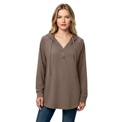 Plaid Tunic Hoodie Loose Fit Pullover