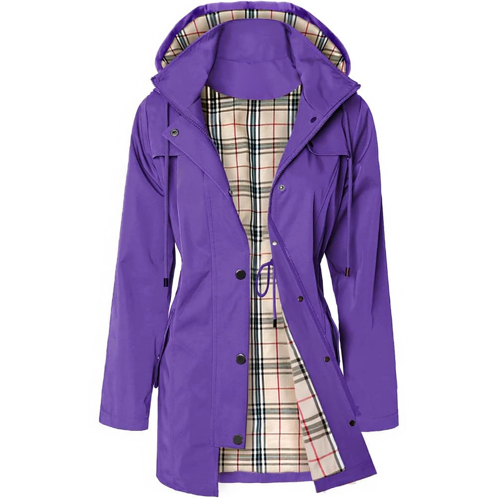 Women Long Hooded Rain Jacket