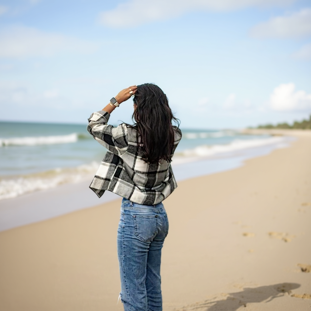 Plaid Button Down Cropped Jacket