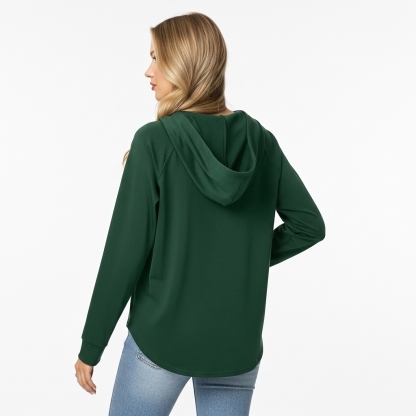 Plaid Tunic Hoodie Loose Fit Pullover