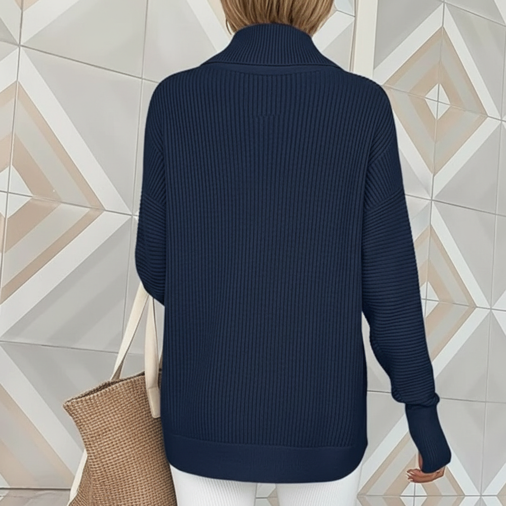 Long Sleeve Quarter Zip Pullover With Collar For Women