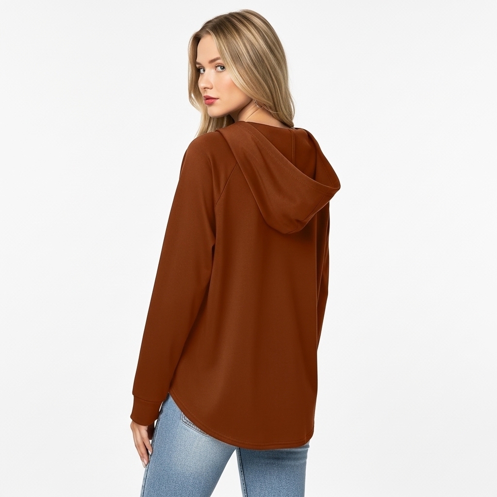 Plaid Tunic Hoodie Loose Fit Pullover