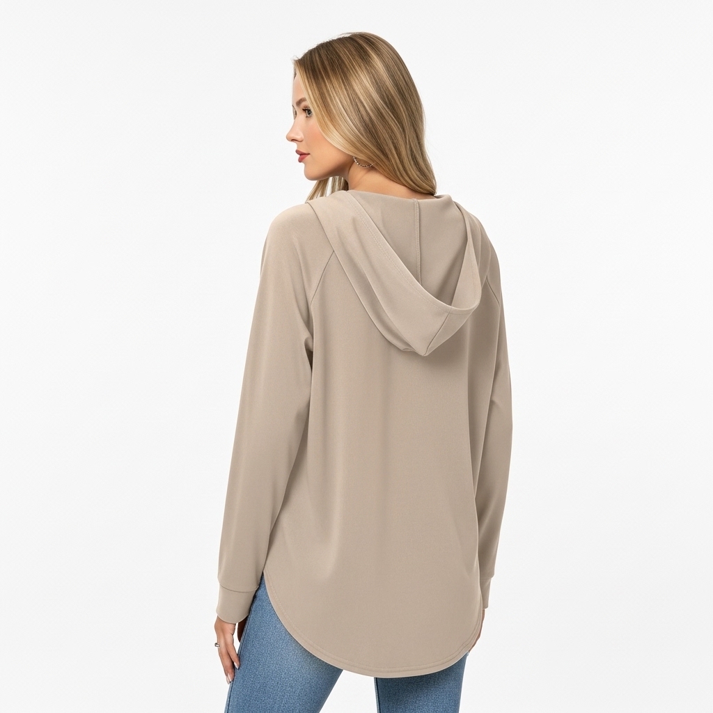 Plaid Tunic Hoodie Loose Fit Pullover