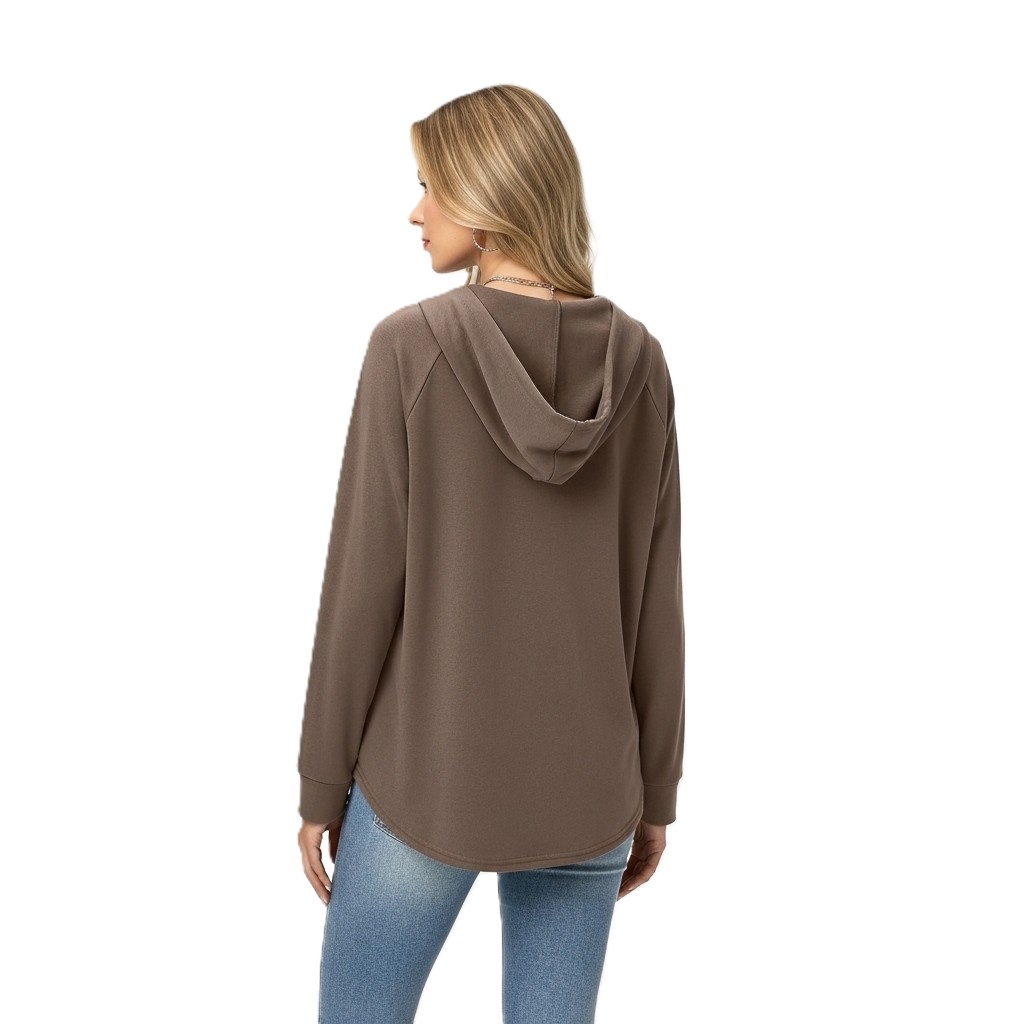 Plaid Tunic Hoodie Loose Fit Pullover