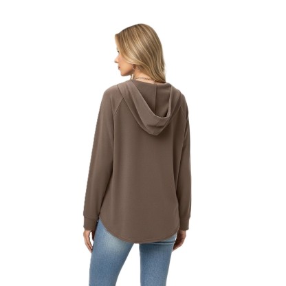 Plaid Tunic Hoodie Loose Fit Pullover