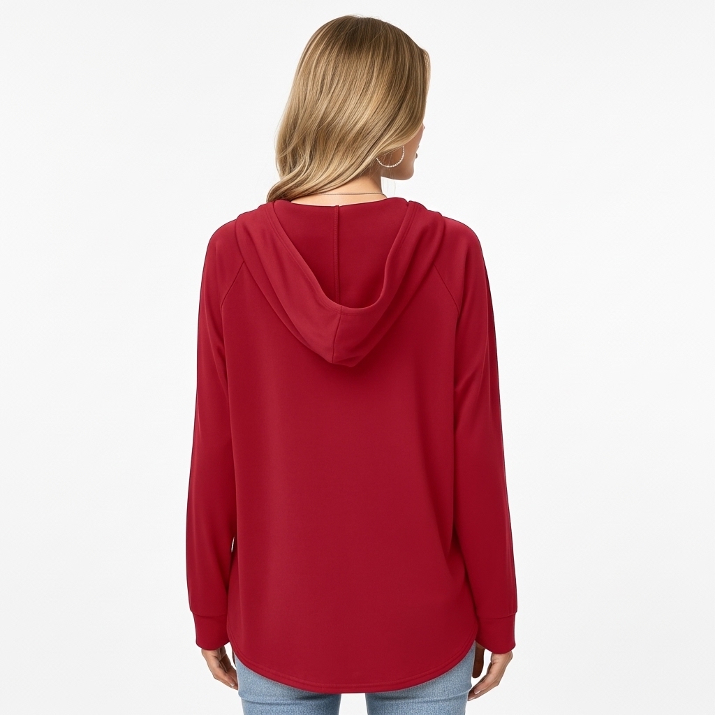 Plaid Tunic Hoodie Loose Fit Pullover