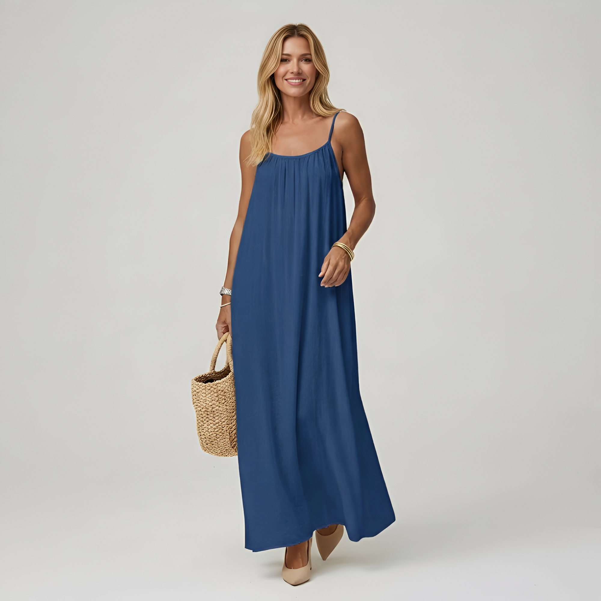 Backless Cami Maxi Dress With Adjustable Straps And Sleeveless Fit For Women
