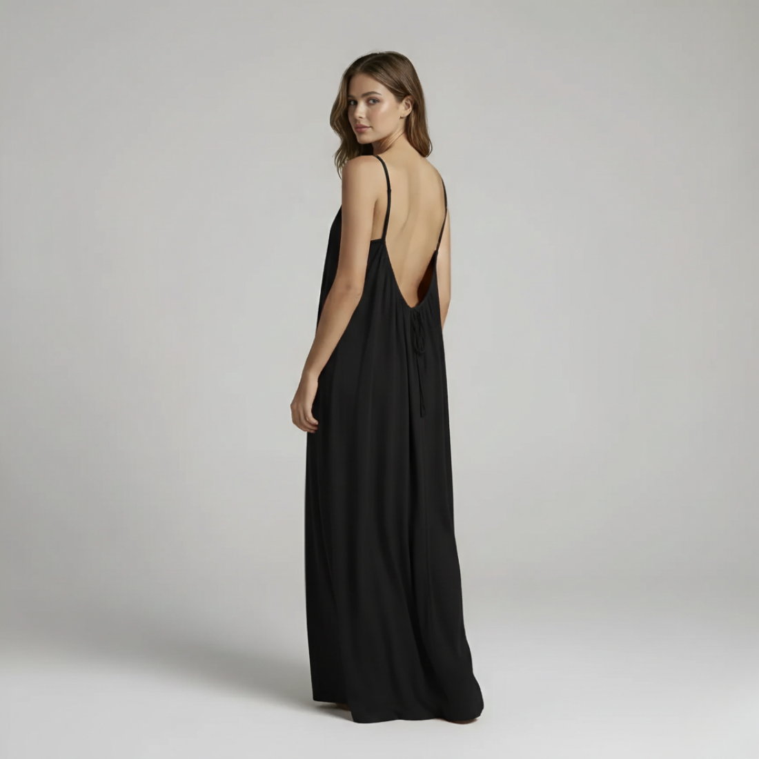 Backless Cami Maxi Dress With Adjustable Straps And Sleeveless Fit For Women
