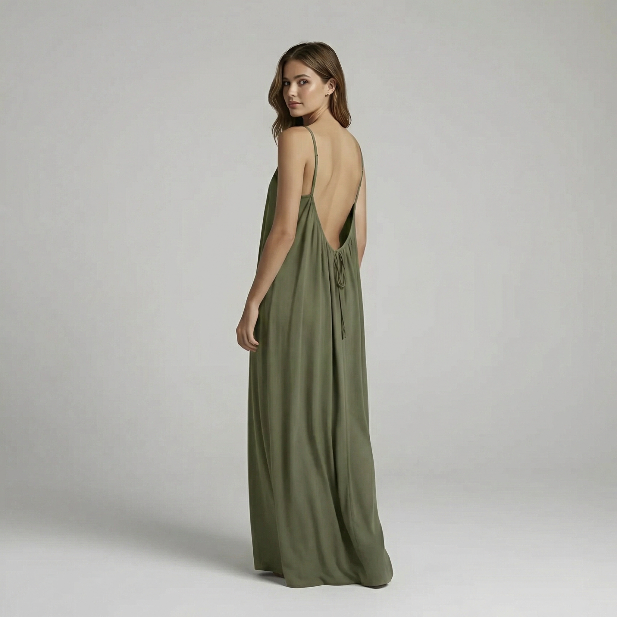 Backless Cami Maxi Dress With Adjustable Straps And Sleeveless Fit For Women