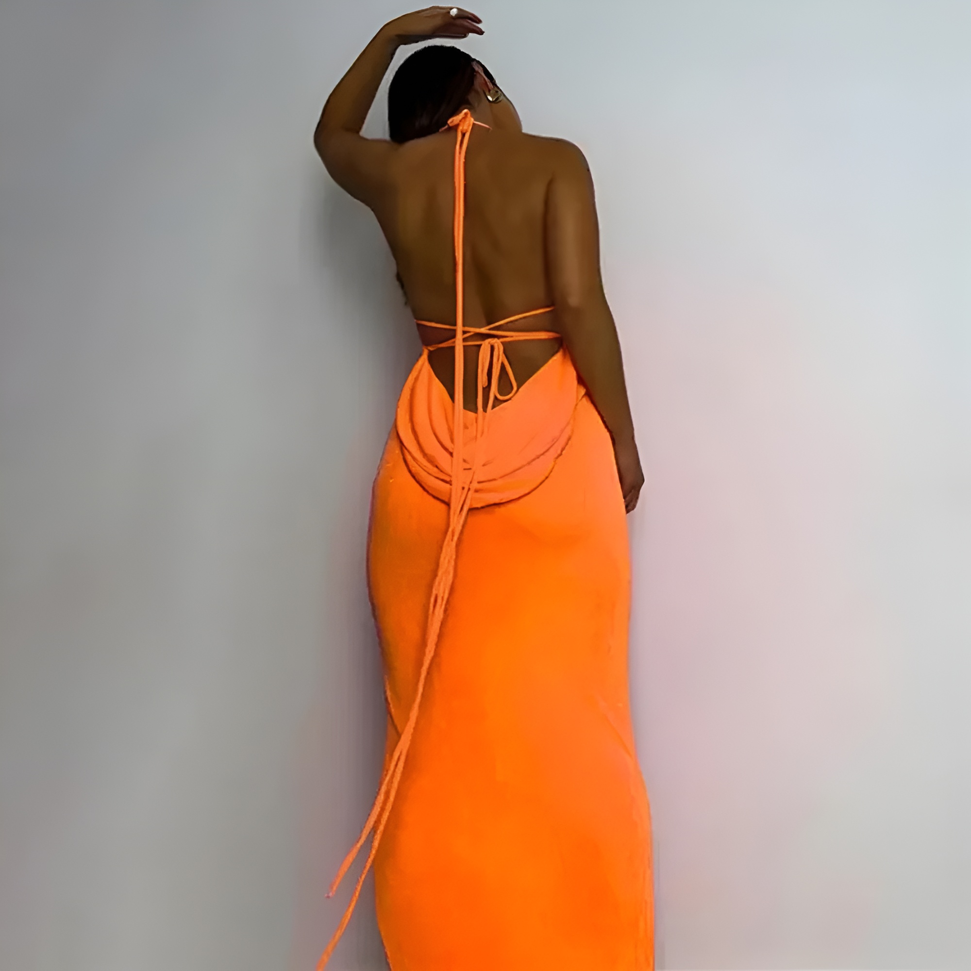 Backless Drape Maxi Dress With Adjustable Straps