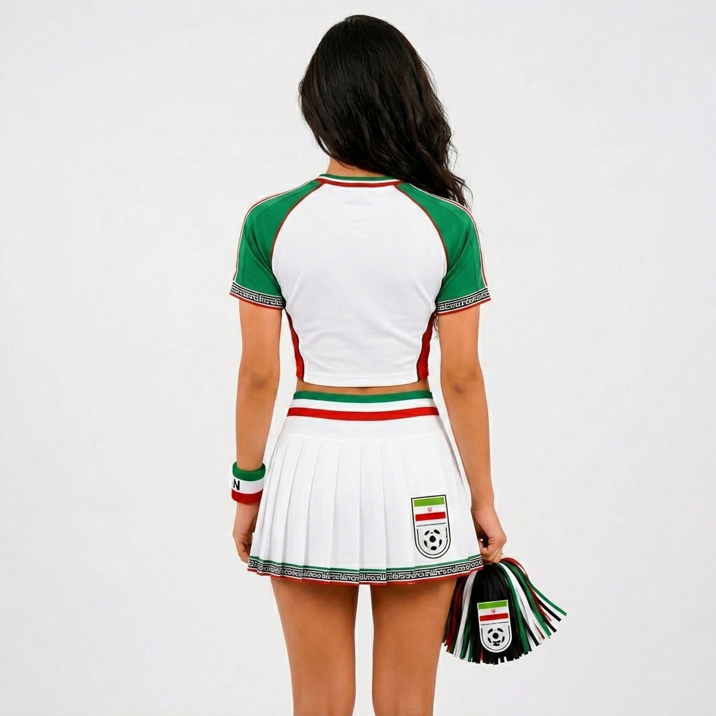 FIFA 2026 Iran Football Themed Two Piece Skirt Set For Women