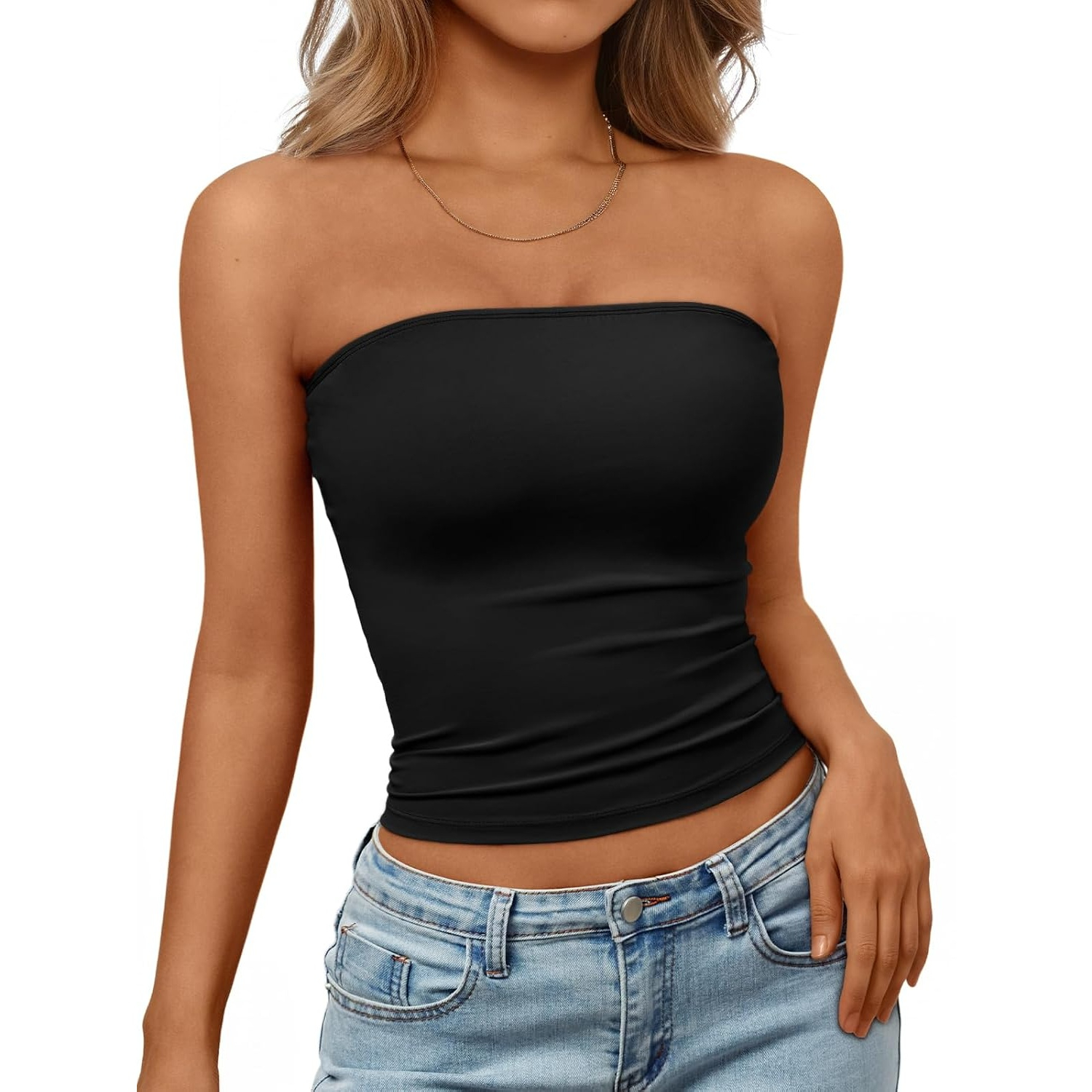 Basic Strapless Crop Top For Women