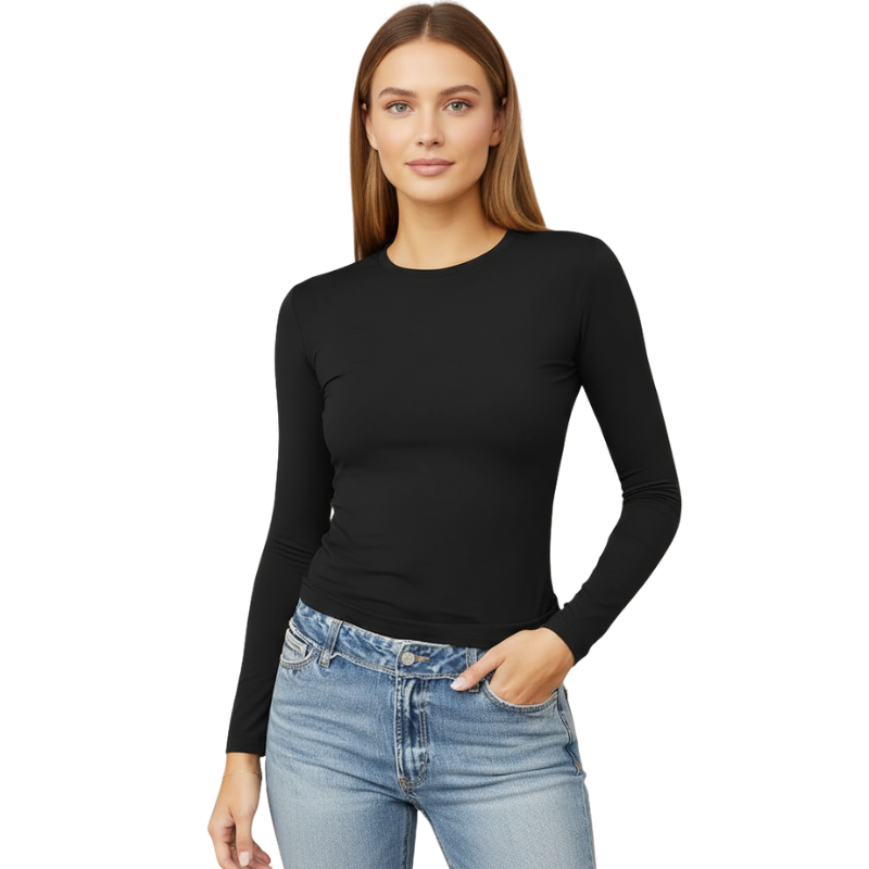 Women’s Trendy Long Sleeve Crop Top Tight Fit Casual Wear