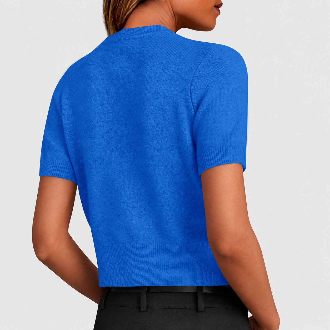 Casual Stretchy Short Sleeve Knit Crop Cardigan For Women
