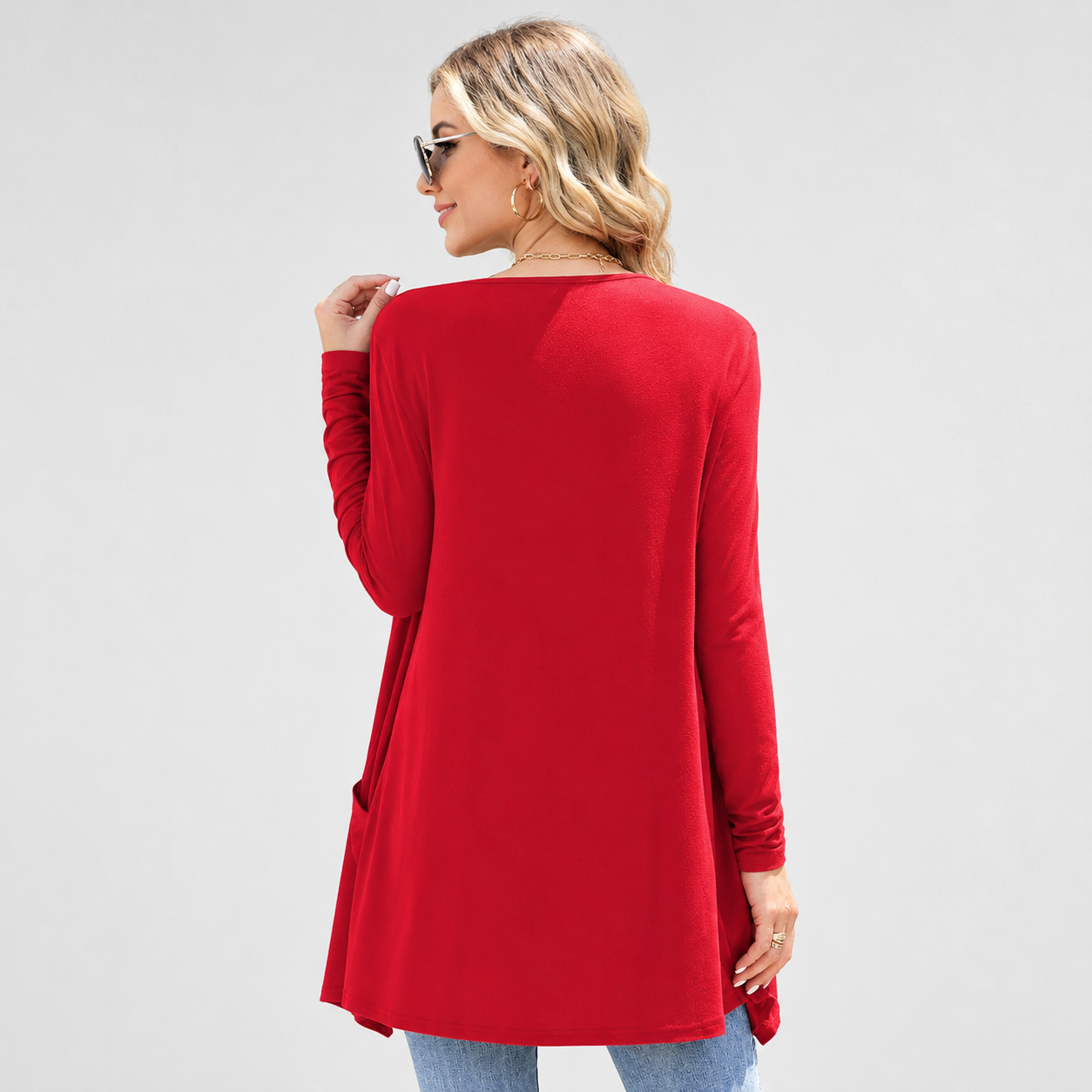 Soft Long Sleeve Draped Duster Cardigan For Women