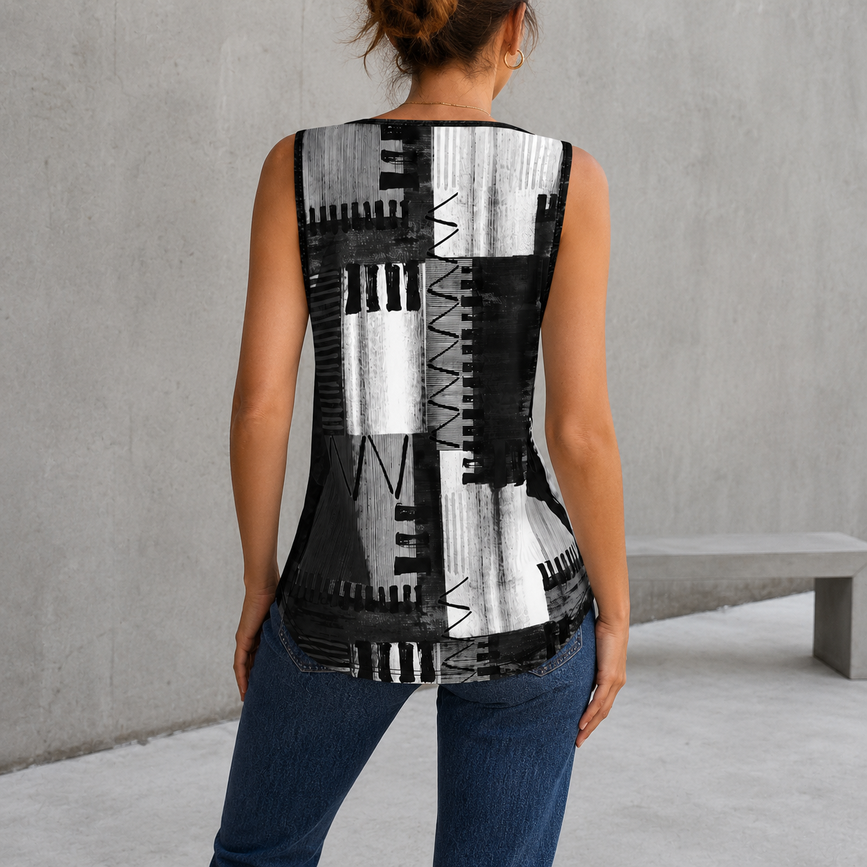 Casual Sleeveless Summer Color Block Tank Top For Women