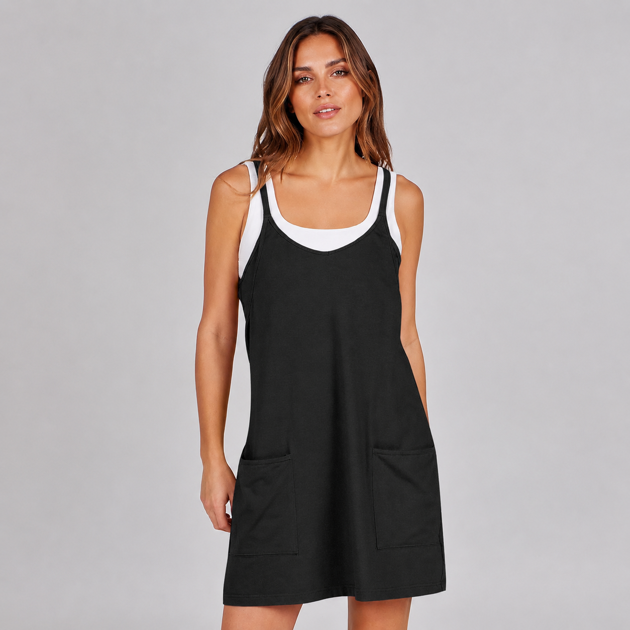 Athletic Tennis Sports Built in Shorts Mini Romper Dress For Women