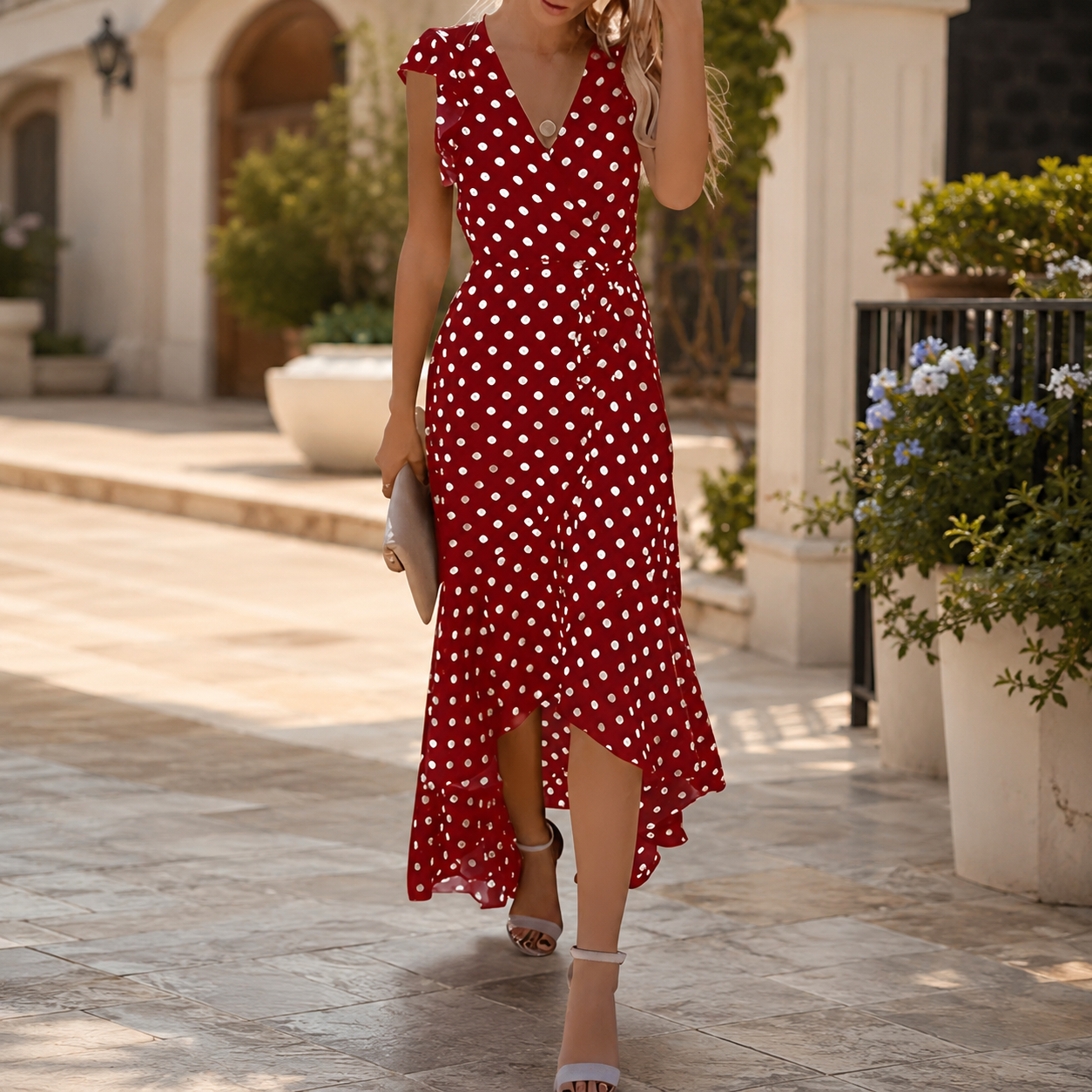 Spring And Summer Boho Floral Print Wrap Maxi Dress For Women