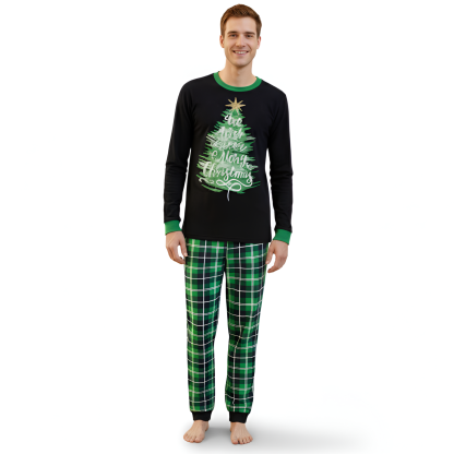 Christmas Tree with Green Plaid Pants Family Matching Pajama Sets