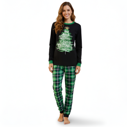 Christmas Tree with Green Plaid Pants Family Matching Pajama Sets