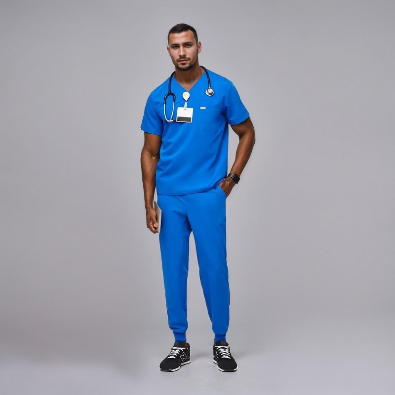 Comfortable Scrub Set For Men With Three Pocket Top And Jogger Pants