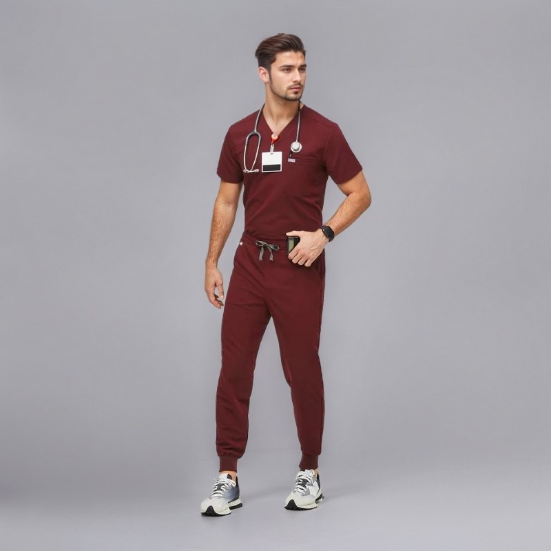 Comfortable Scrub Set For Men With Three Pocket Top And Jogger Pants