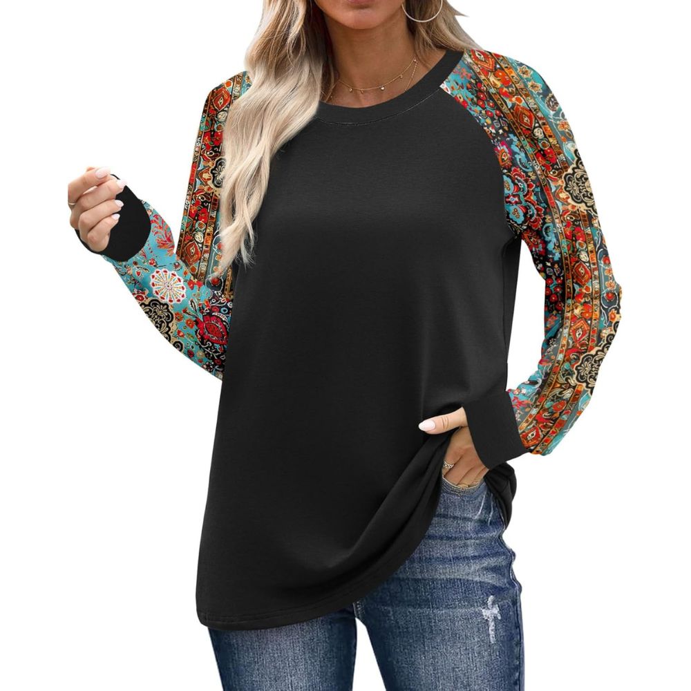 Long Sleeve Shirts for Women Color Tops Casual Crewneck Basic Tees