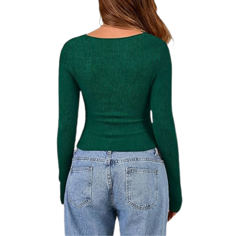 Womens Long Sleeve Cowl Neck Ribbed Knit Slim Fit Top