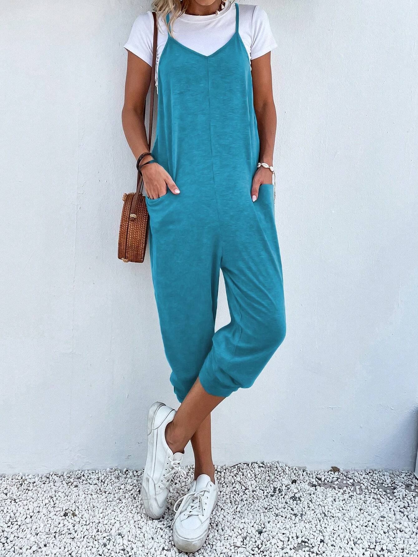 Dual Pocket Cami Jumpsuits