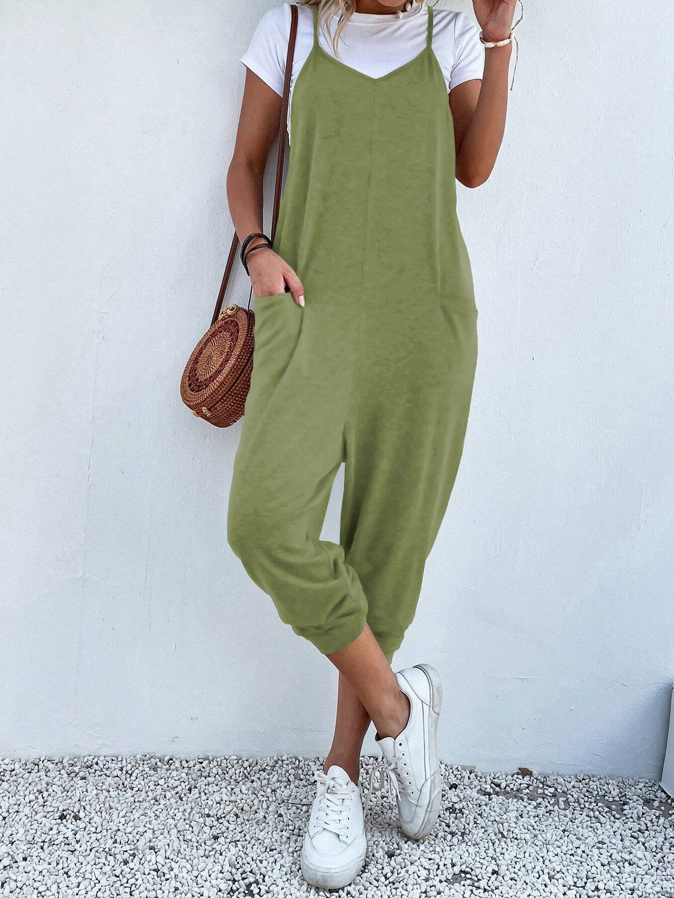 Dual Pocket Cami Jumpsuits