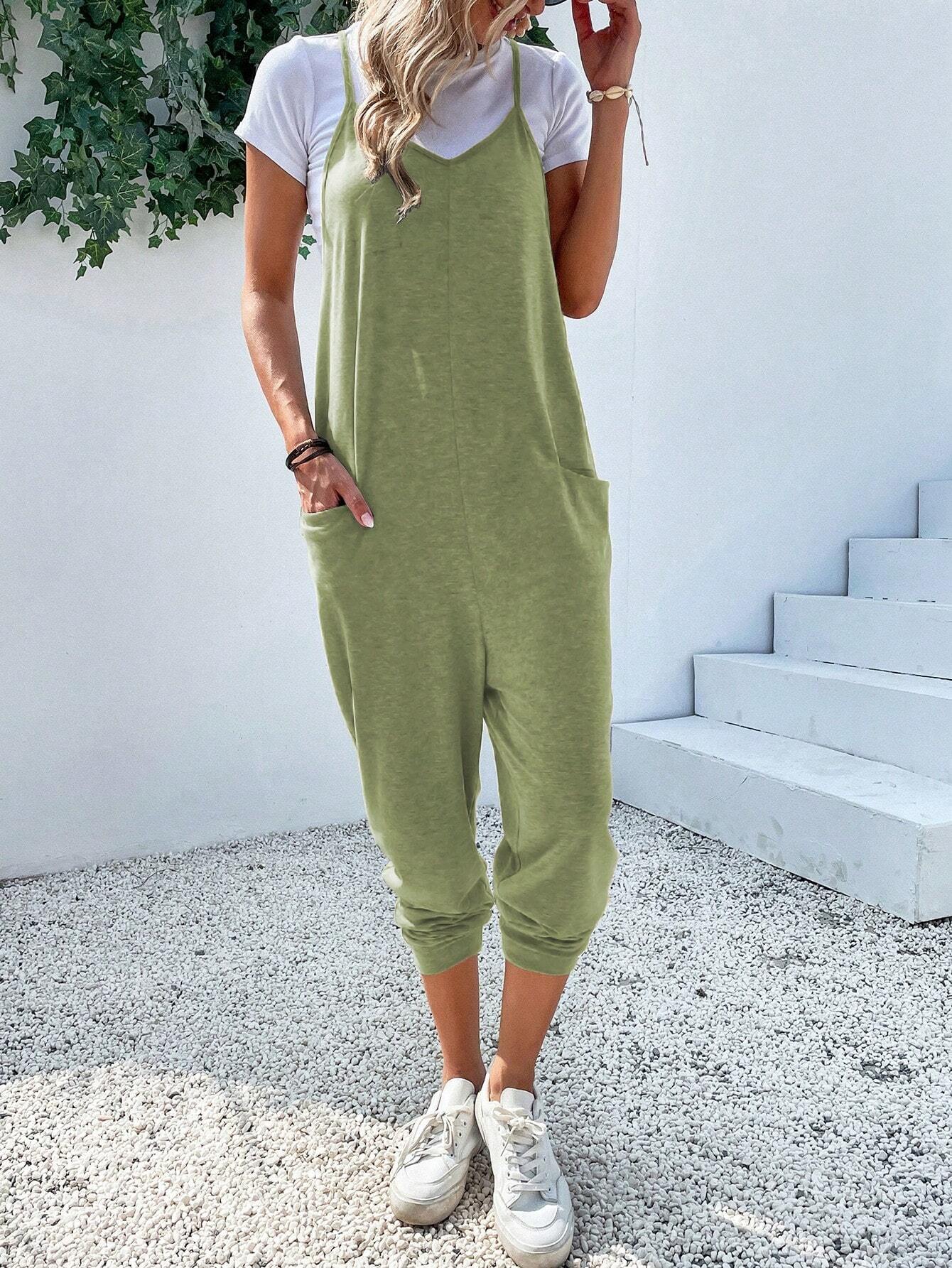 Dual Pocket Cami Jumpsuits
