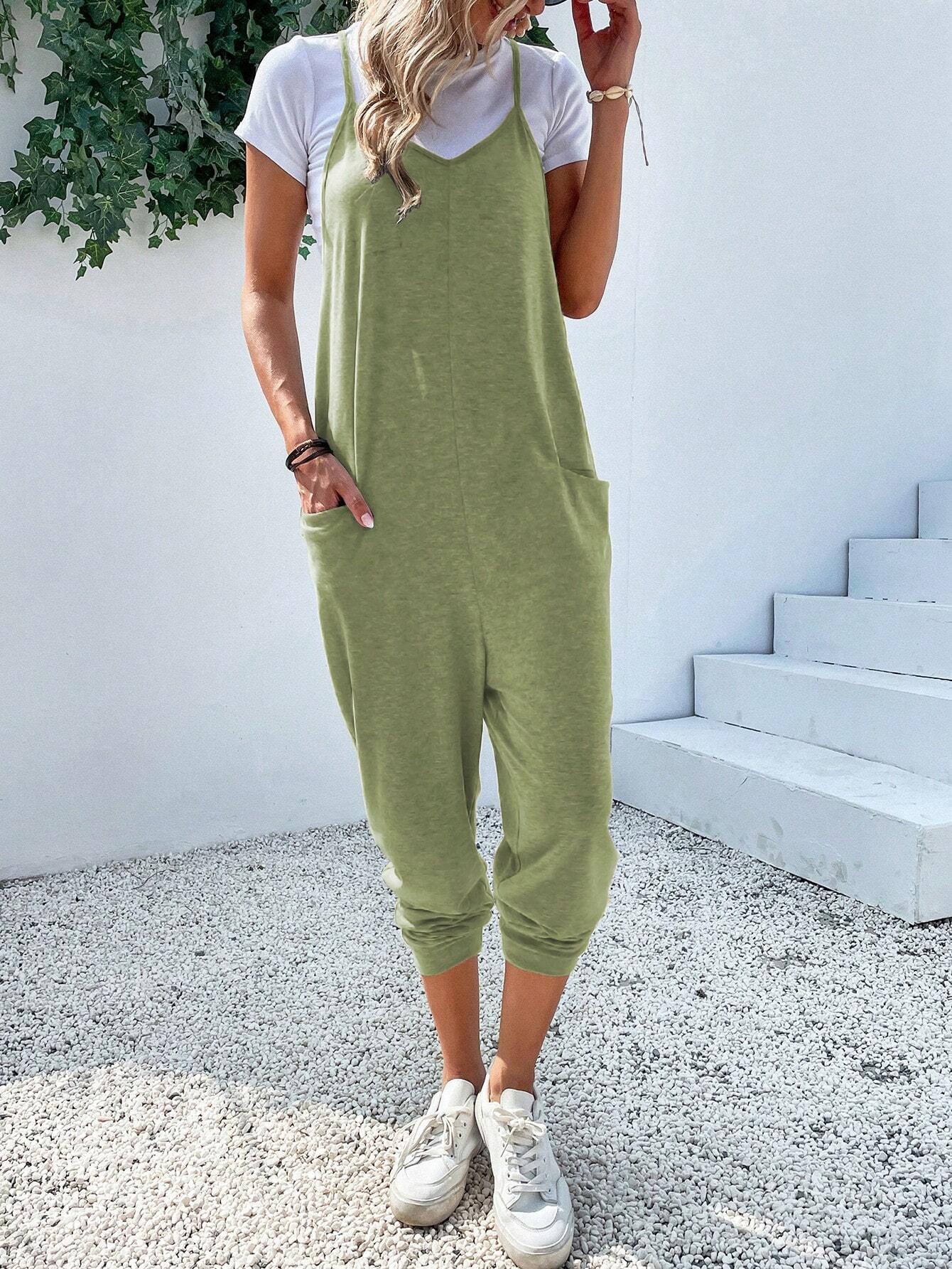 Dual Pocket Cami Jumpsuits